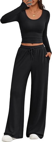 Trendy Queen Women 2 Piece Matching Lounge Sets Comfy Travel Airport Outfit