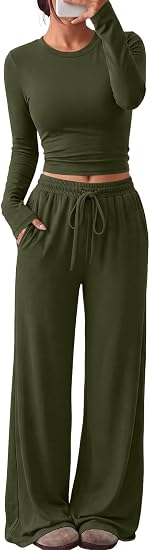 2026 Fall Fashion Lounge Set with Pockets Airport Outfit