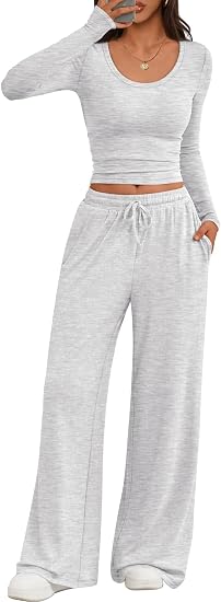 Trendy Queen Women 2 Piece Matching Lounge Sets Comfy Travel Airport Outfit