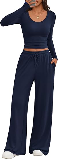 Trendy Queen Women 2 Piece Matching Lounge Sets Comfy Travel Airport Outfit