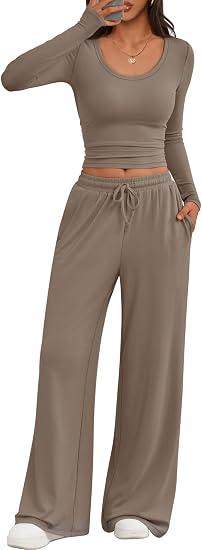Trendy Queen Women 2 Piece Matching Lounge Sets Comfy Travel Airport Outfit