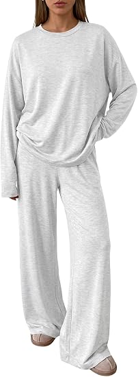 Trendy Queen Womens 2 Piece Fall Lounge Sets Oversized Tops Wide Leg Pants